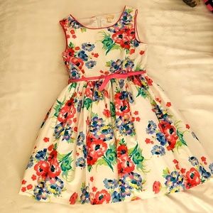 Floral Sleeveless Girls Poofy Dress With Belt Size 10